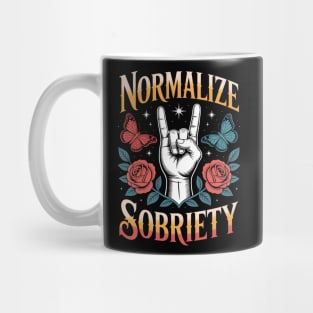 Funny Normalize Sobriety Cute Skeleton Hand Recovery Mug